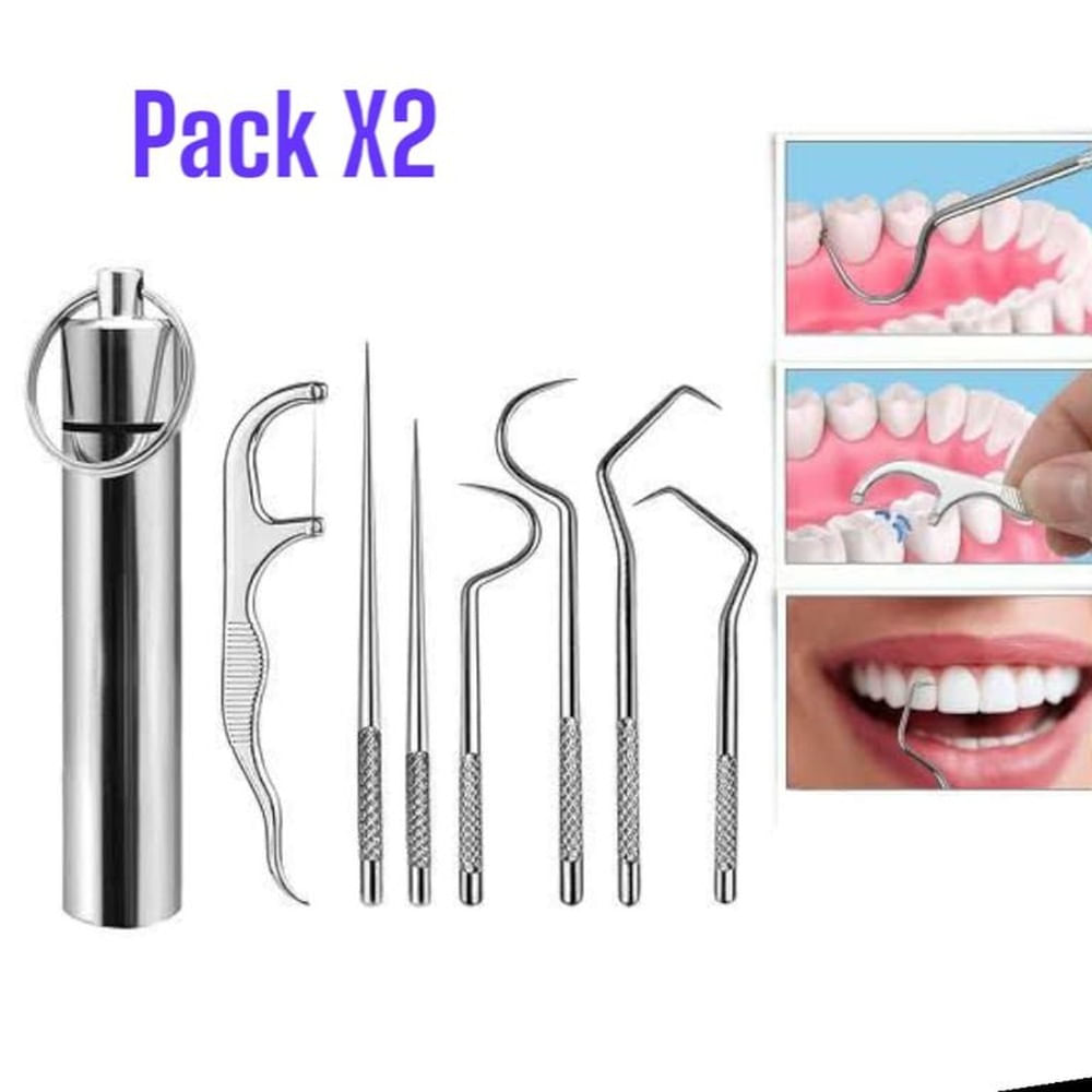 2 Kit de Herramientas de Limpieza de Dientes de Acero Inoxid