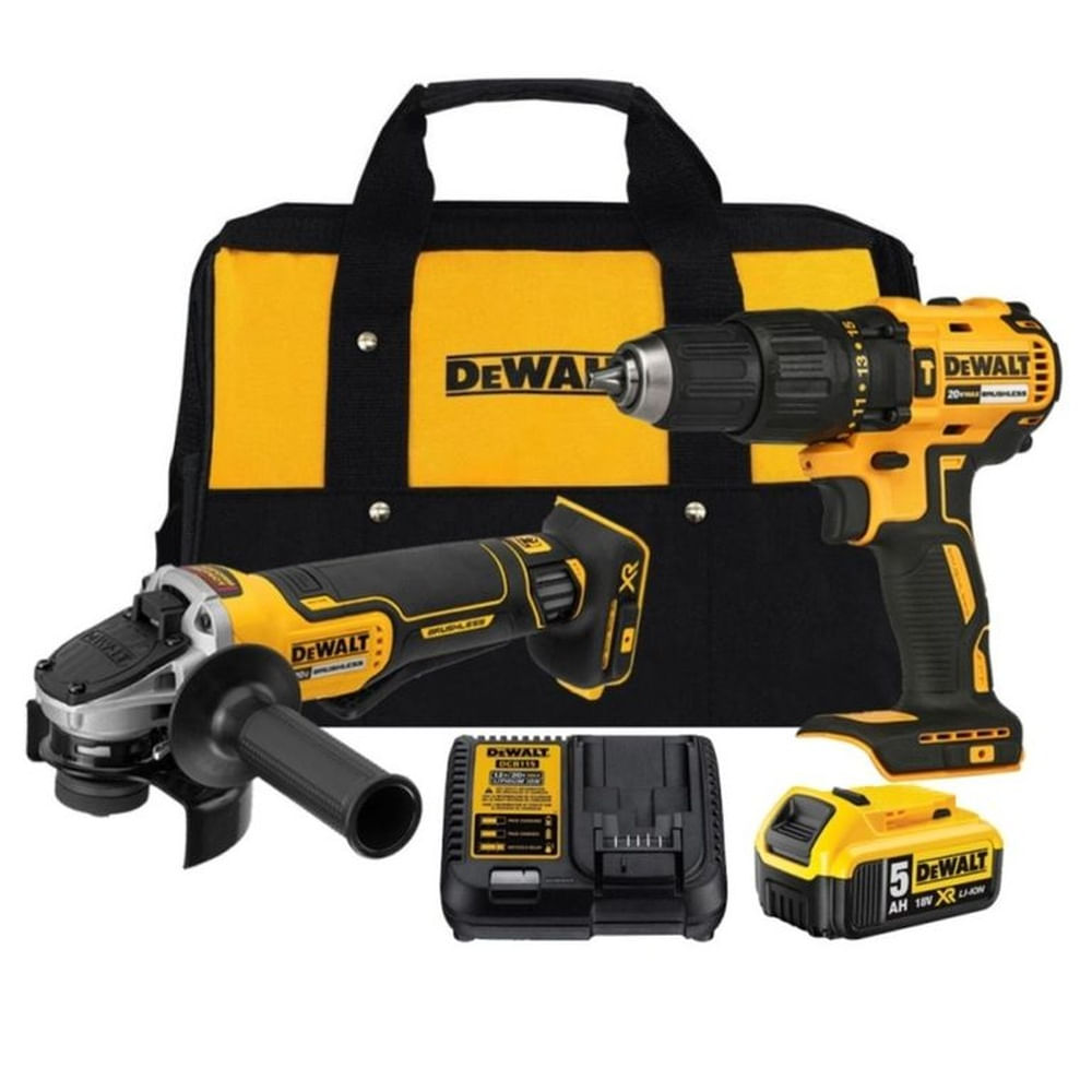 Taladro 12 + Esmeril Angular 20V + Bat DeWalt DCK248P1-B2
