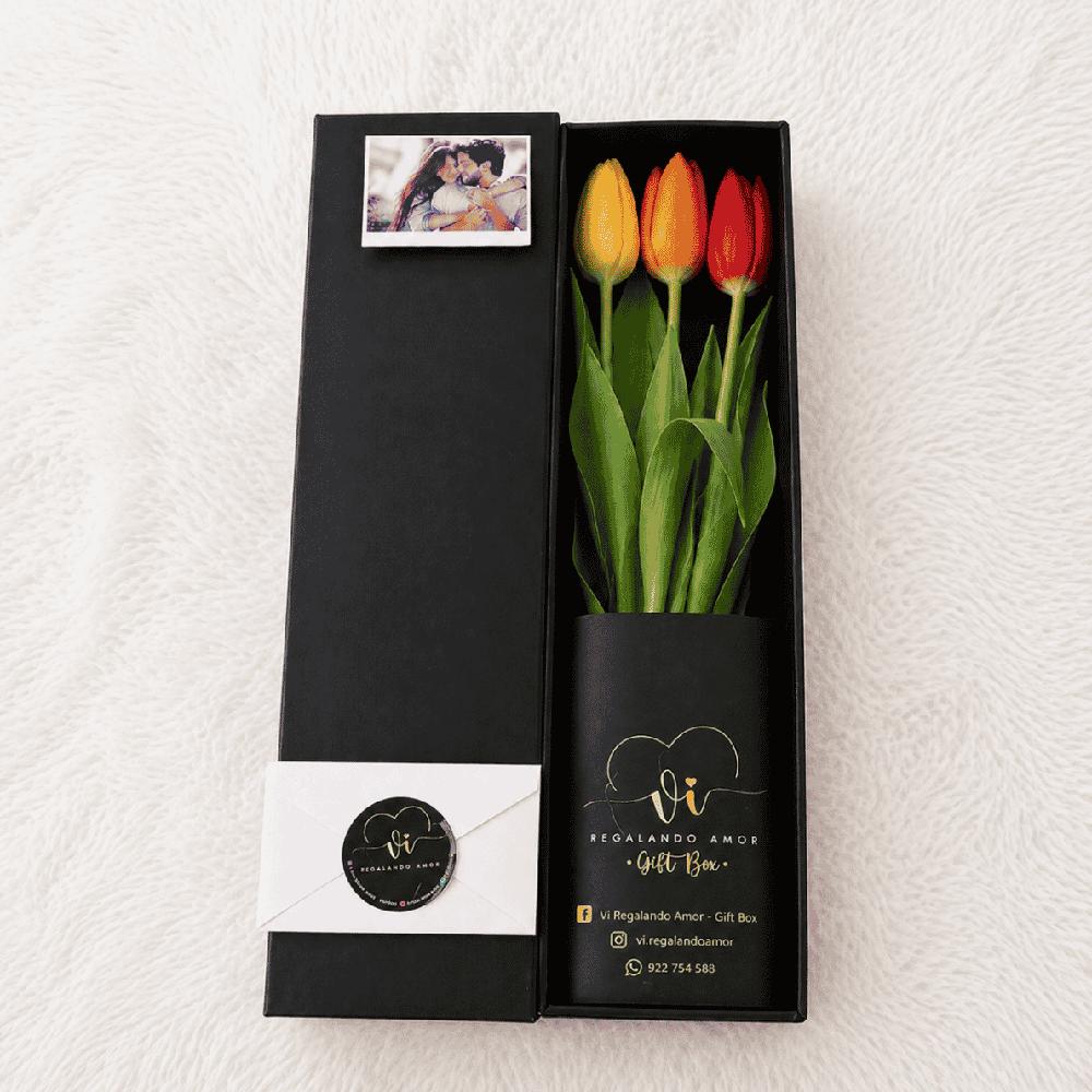 Box Luxury Tulipanes - Flores amarillas