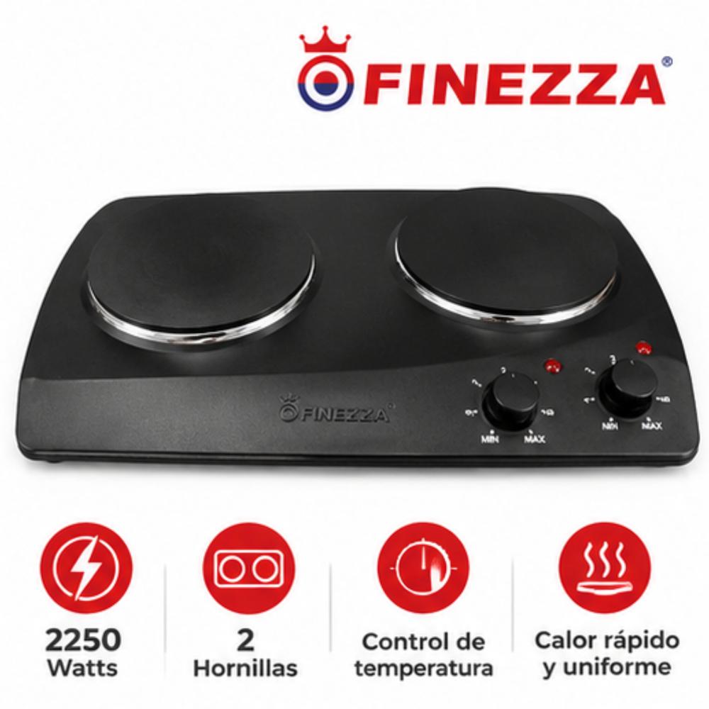 Cocina Eléctrica Finezza FZ 203D3N 2 Hornillas Negro
