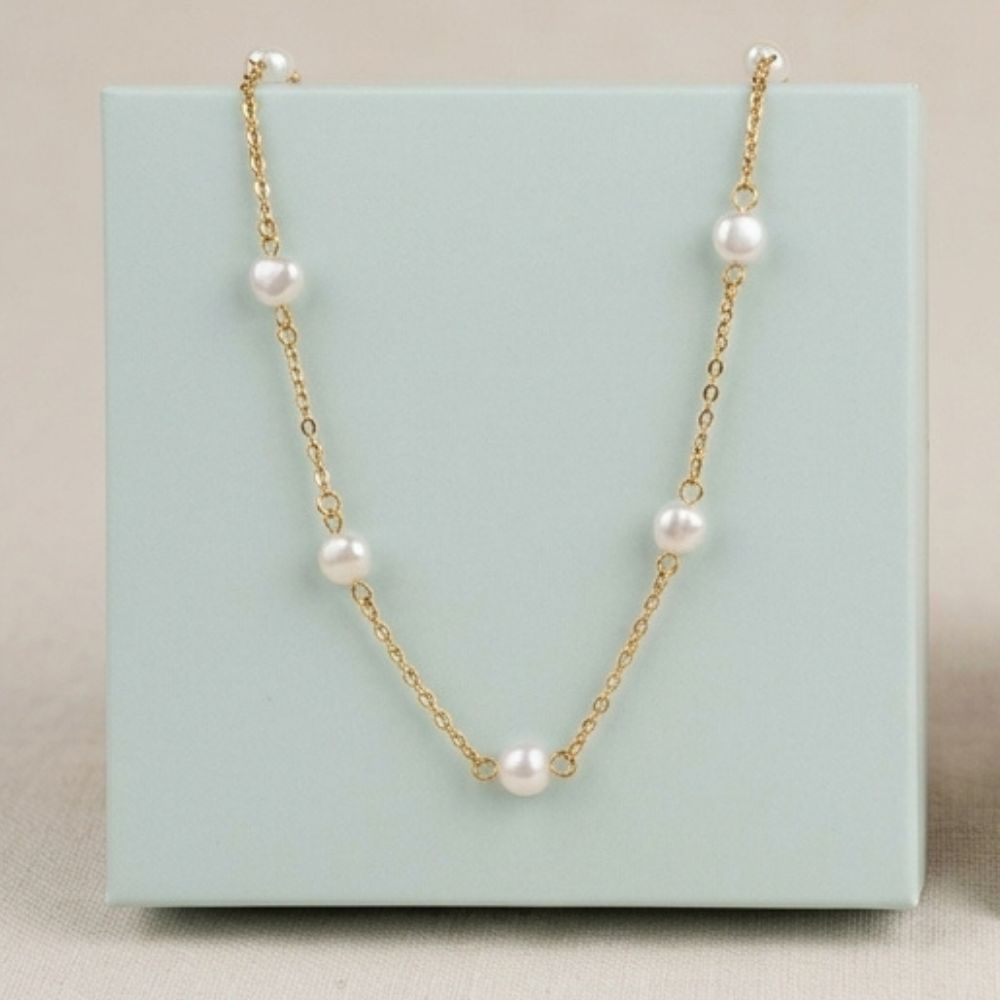 Juego de Collar Pulsera y Aretes de Perlas