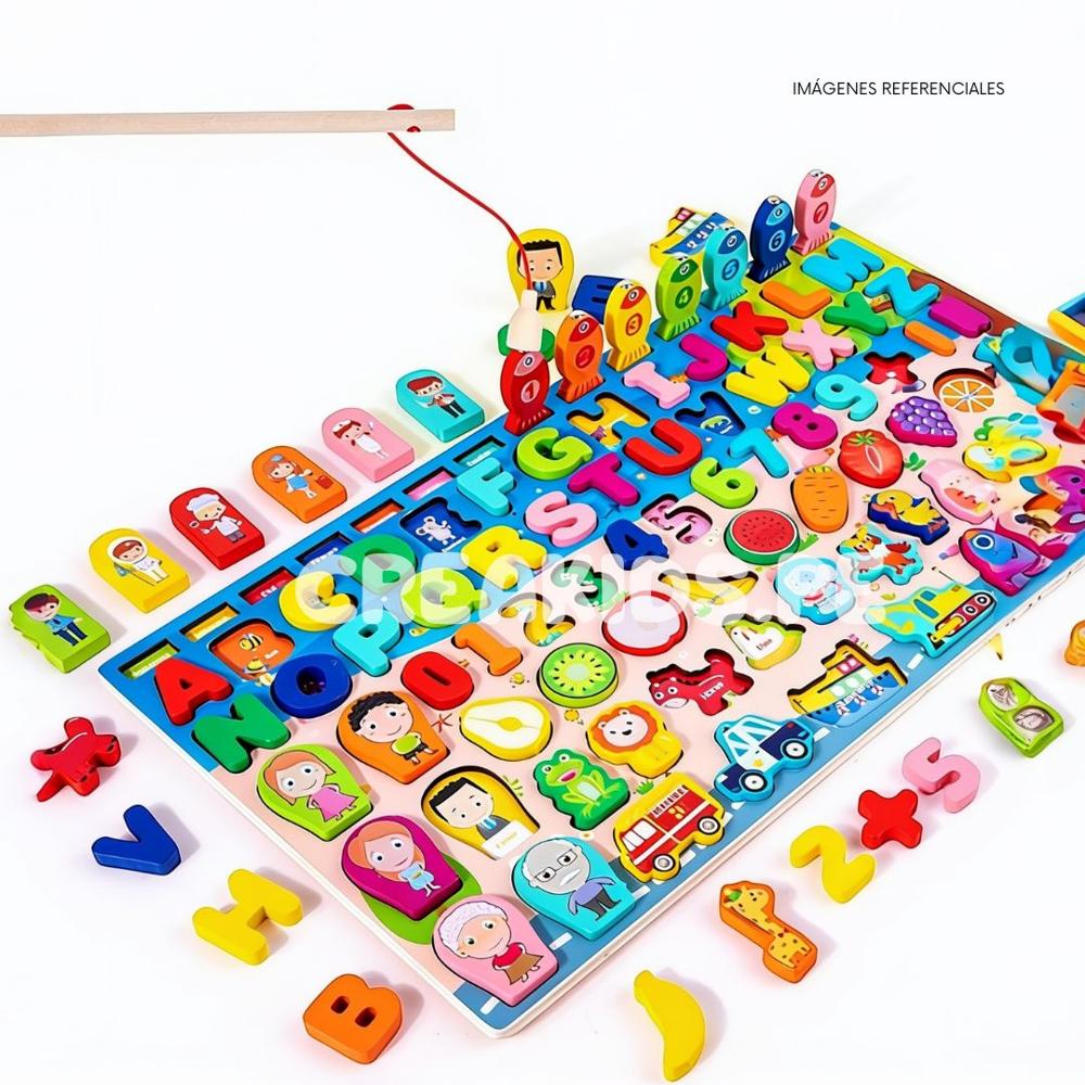Tablero Montessori 8 en 1 de Actividades y Rompecabezas para Niños