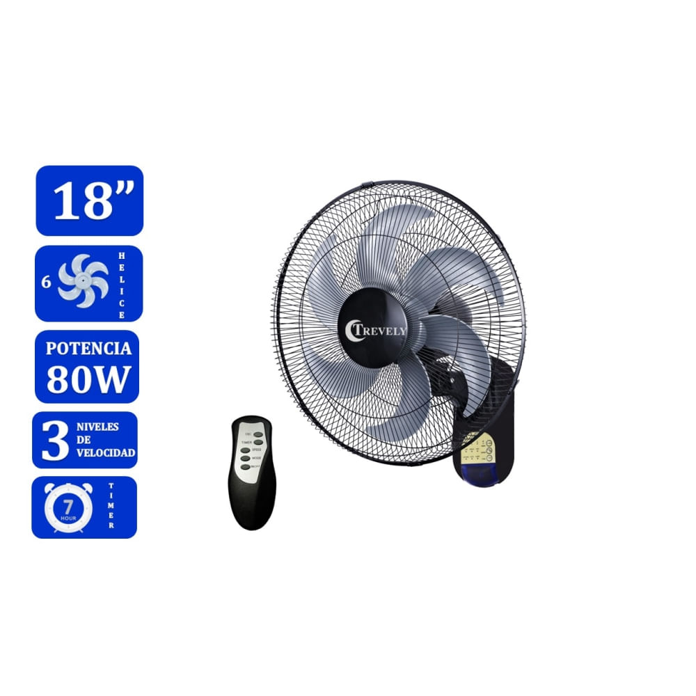 Ventilador de pared 16 TREVELY VT-164 -80W - control remoto