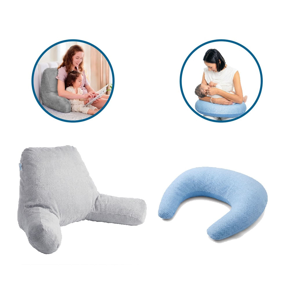 Cojín Respaldo  Anatómico Memory Foam Gel y Almohada Lactancia Celeste Teraflex