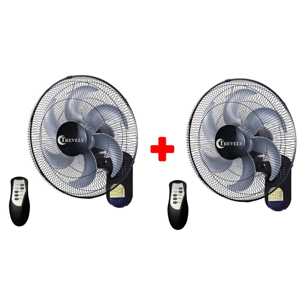Pack x 2 Ventilador de pared 16 TREVELY VT-164 -80W - control remoto