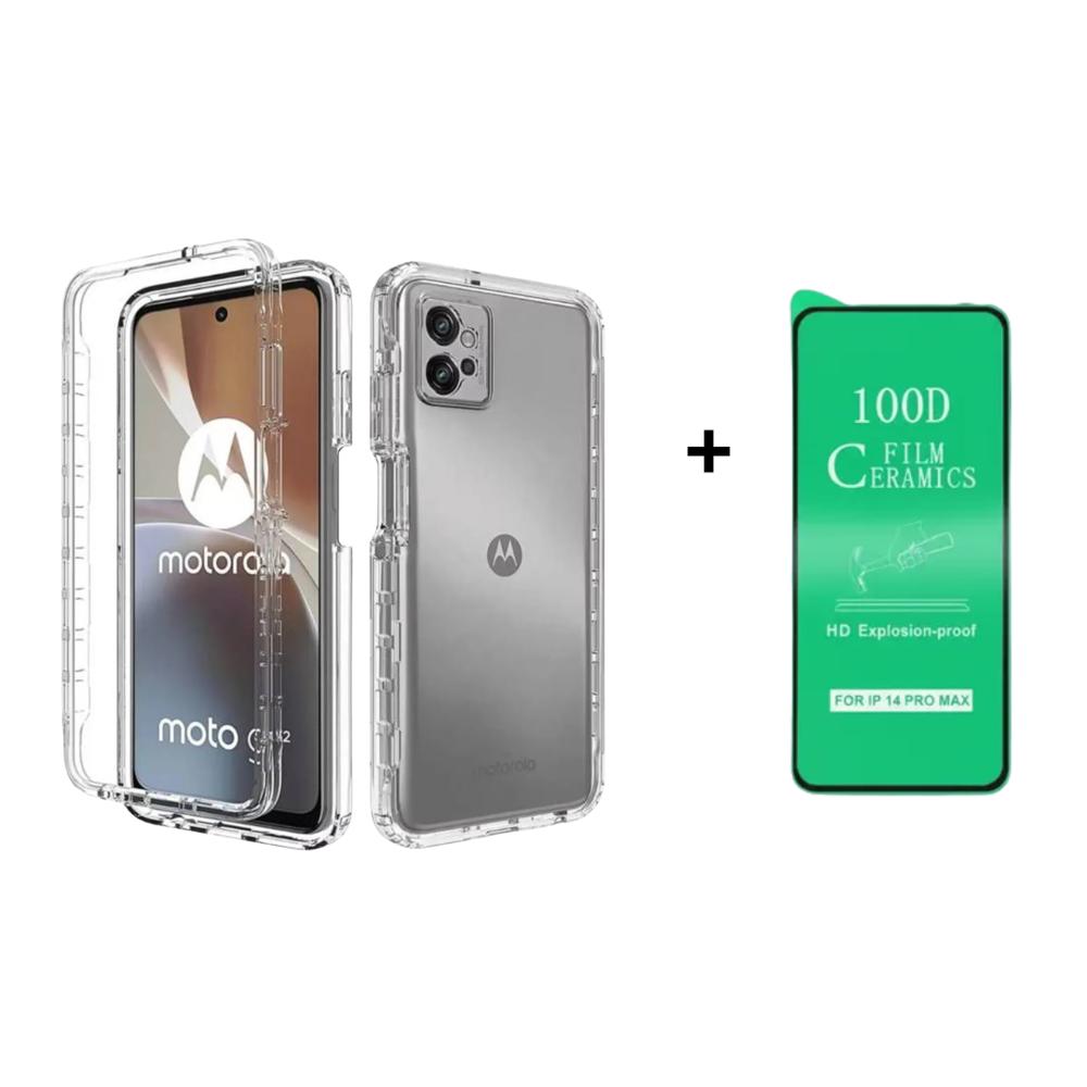 FUNDA CASE 3EN1 TRANSPARENTE PARA MOTOROLA EDGE70F MAS PROTECTOR DE PANTALLA