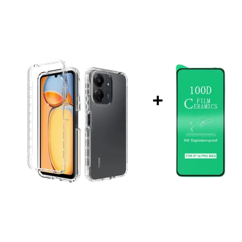 FUNDA CASE 3EN1 TRANSPARENTE PARA POCO X7PRO MAS PROTECTOR DE PANTALLA