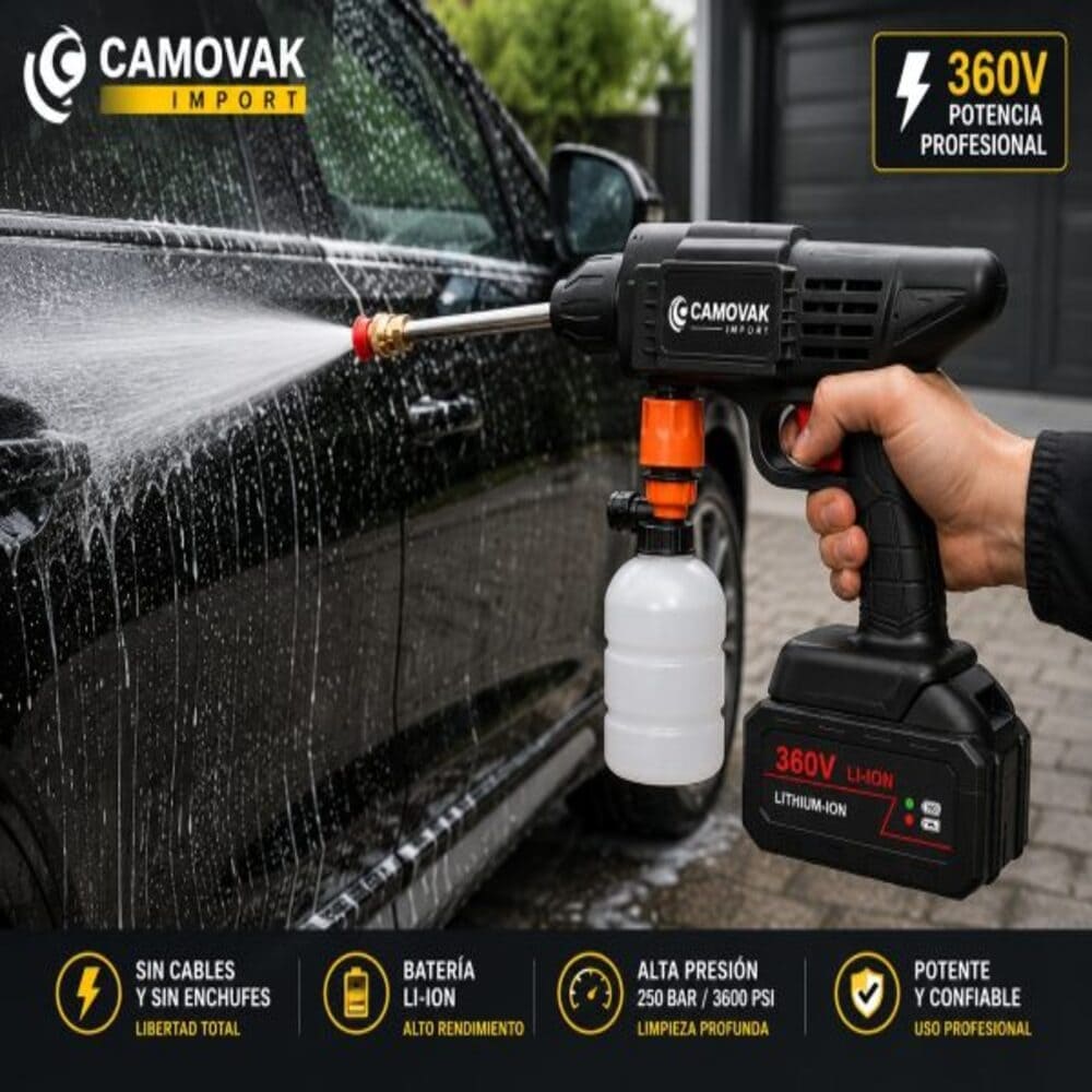 HIDROLAVADORA PARA CARRO 360V CON MALETIN Y BATERIA DE LI-ION