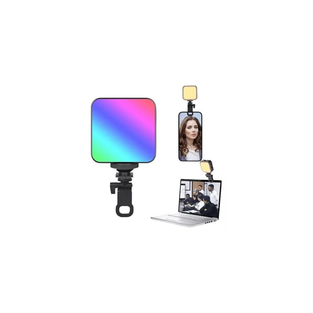 Luz Led RGB Recargable AY-83 Con Soporte Clip Celular Camaras