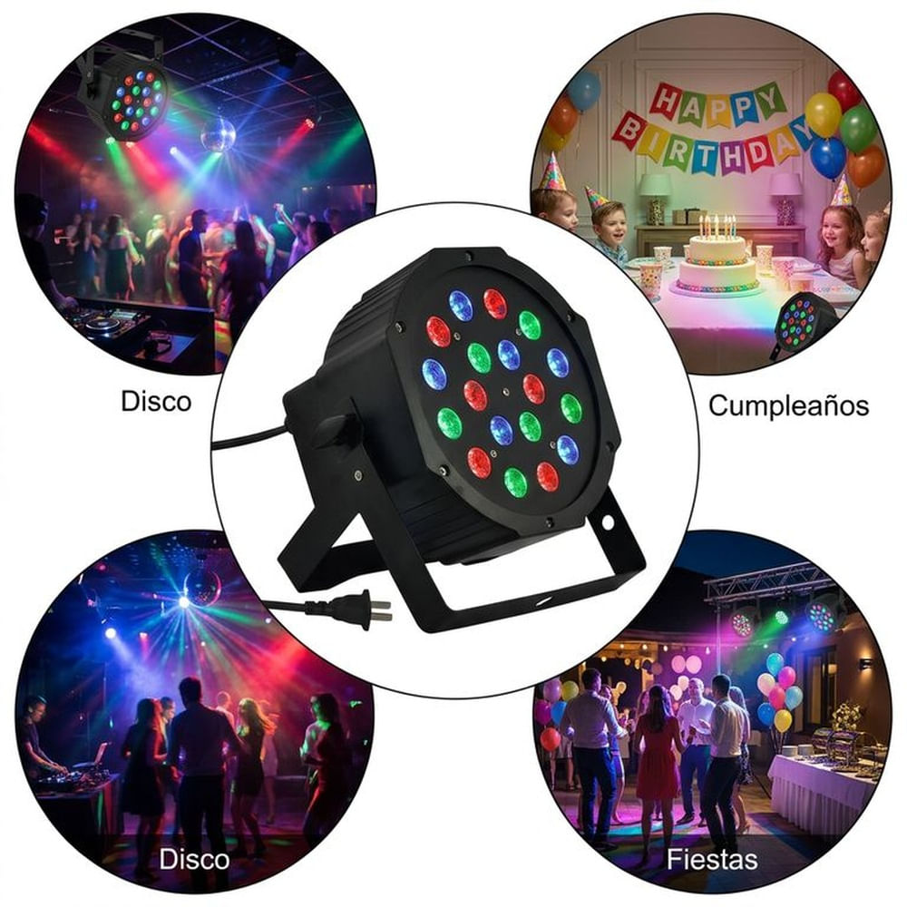 Foco Par LED 18 RGB para Discotecas y Escenarios - Alta Luminosidad 220V