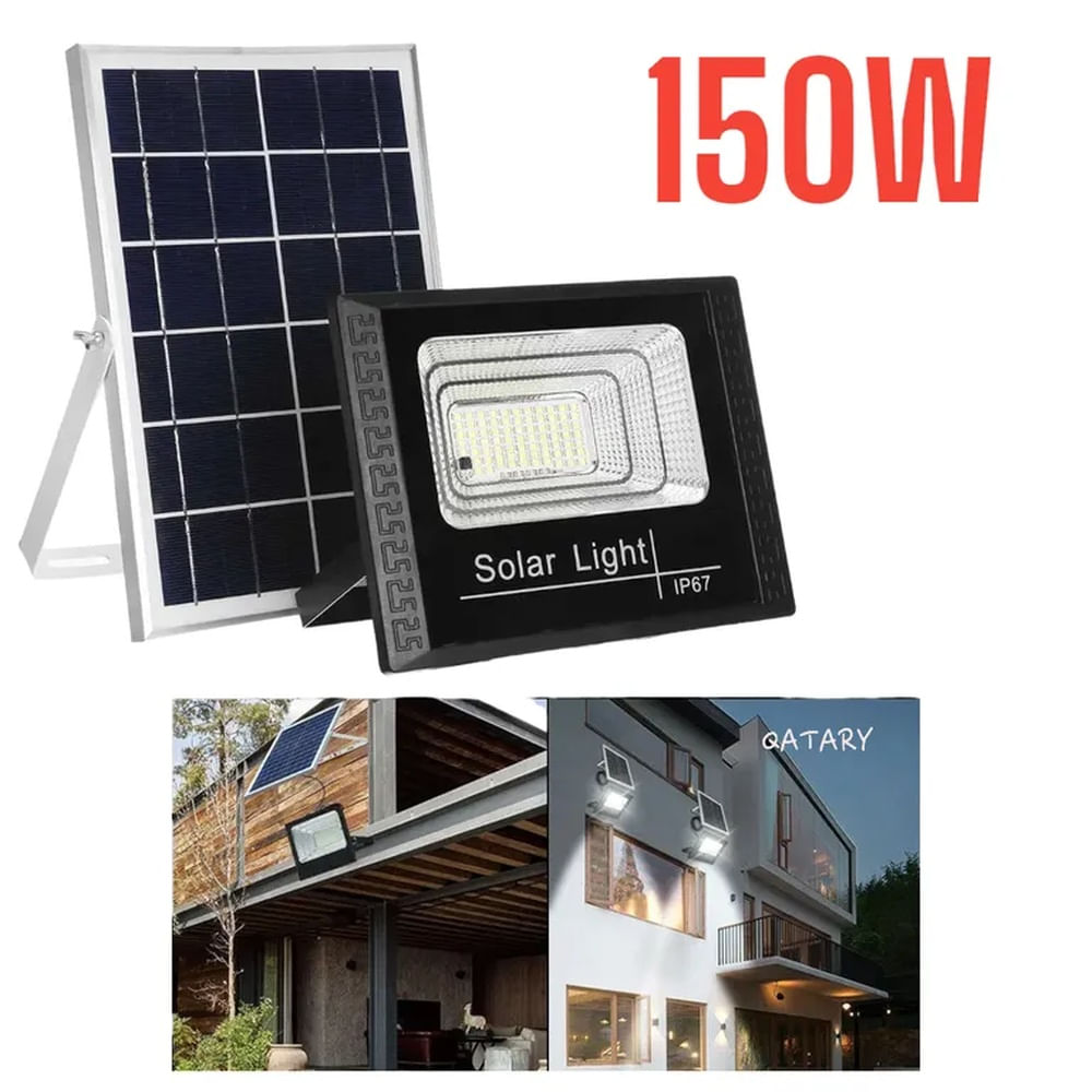 REFLECTOR LED 150W + PANEL SOLAR LUZ BLANCA + CONTROL REMOTO