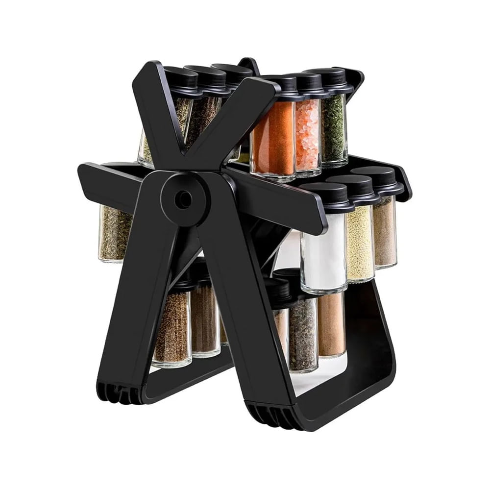 Especiero De Cocina Organizador Giratorio Con Frascos De Vidrio
