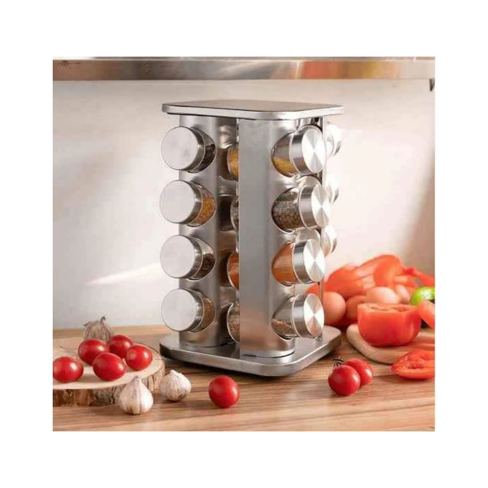 Especiero 16 Condimentos Giratorio Acero Inoxidable Cocina
