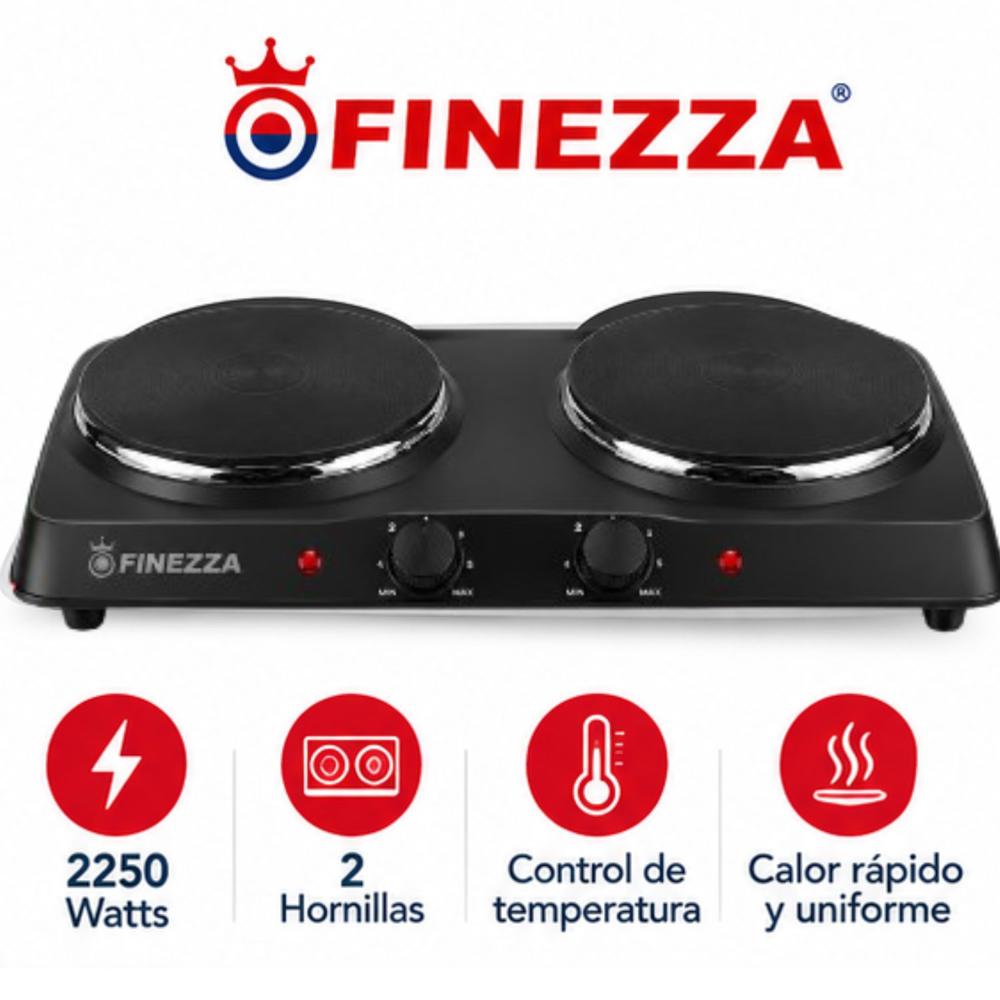 Cocina Eléctrica Finezza FZ 204D4N 2 Hornillas Negro