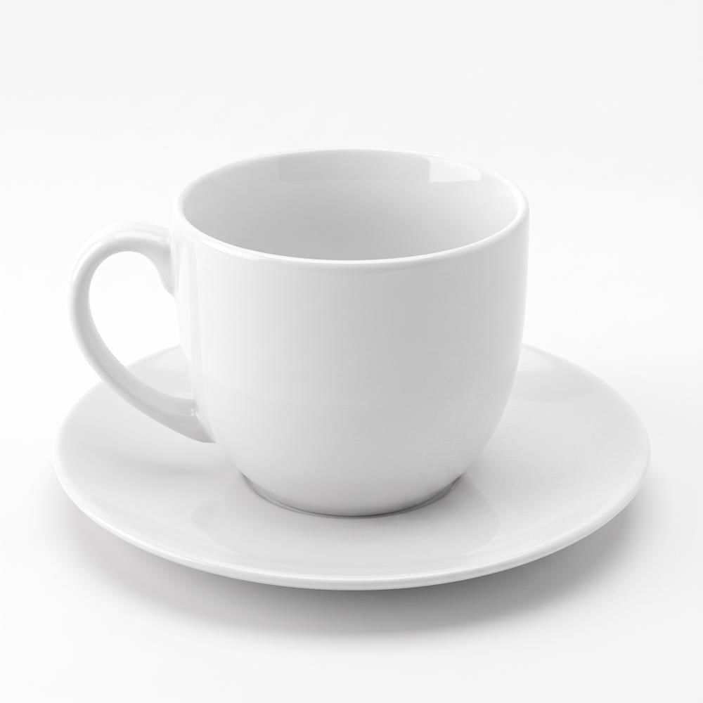 Taza de Café con Plato en Loza Blanca 350 ml Vajilla Clásica Multiuso