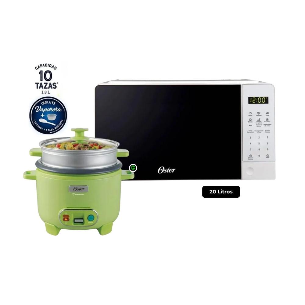 ombo Horno Microondas Digital 20 LT POGGE2701 y Olla Arrocer