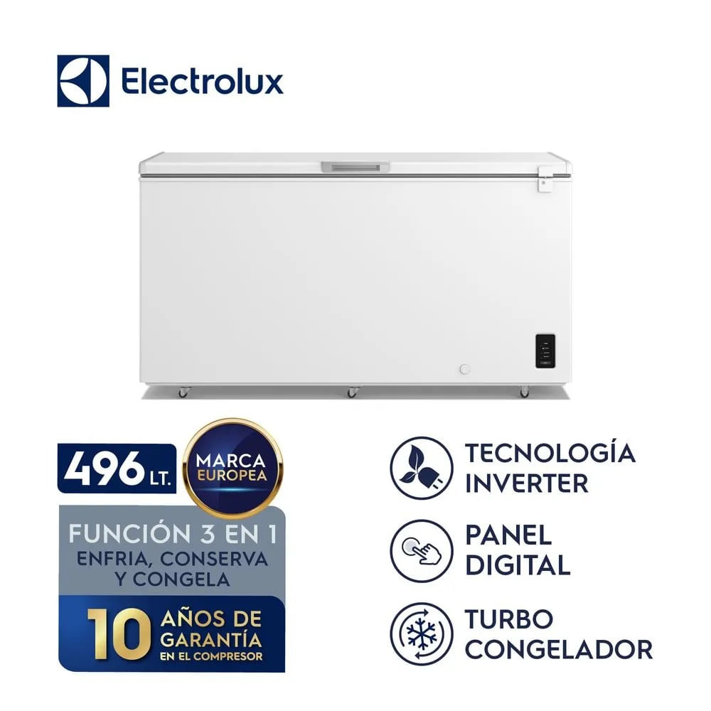 Congelador Horizontal Electrolux 496L Inverter con Función Turbo -  EFH50S2P5AW