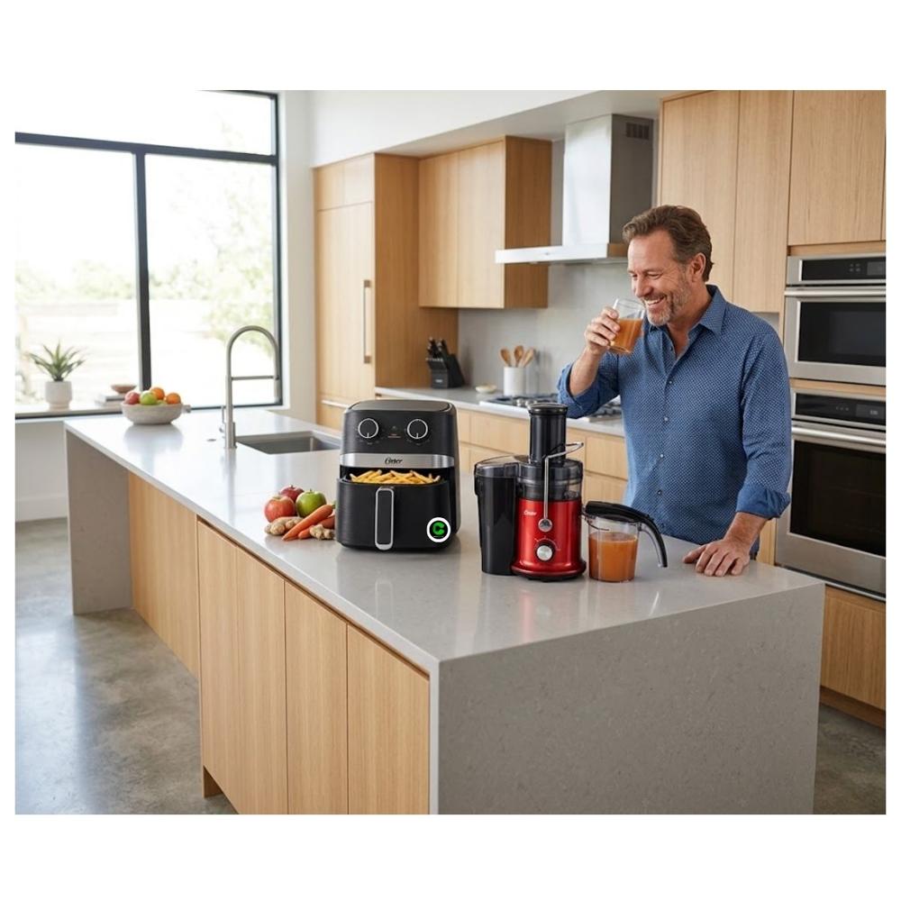 Combo Extractor de Jugos FPSTJE320R de 600 W y Freidora 4 Litros CKSTAF401MDF