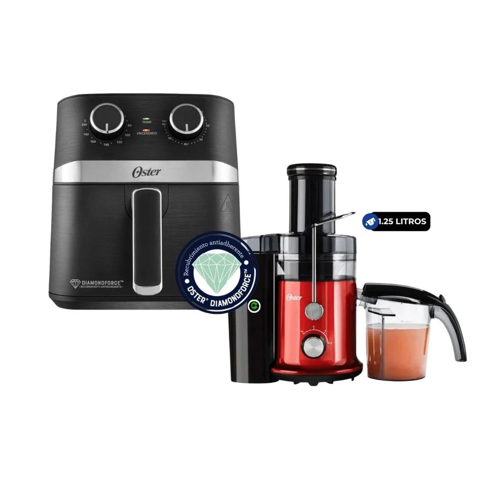 Combo Extractor de Jugos FPSTJE320R de 600 W y Freidora de Aire Manual 4 Litros