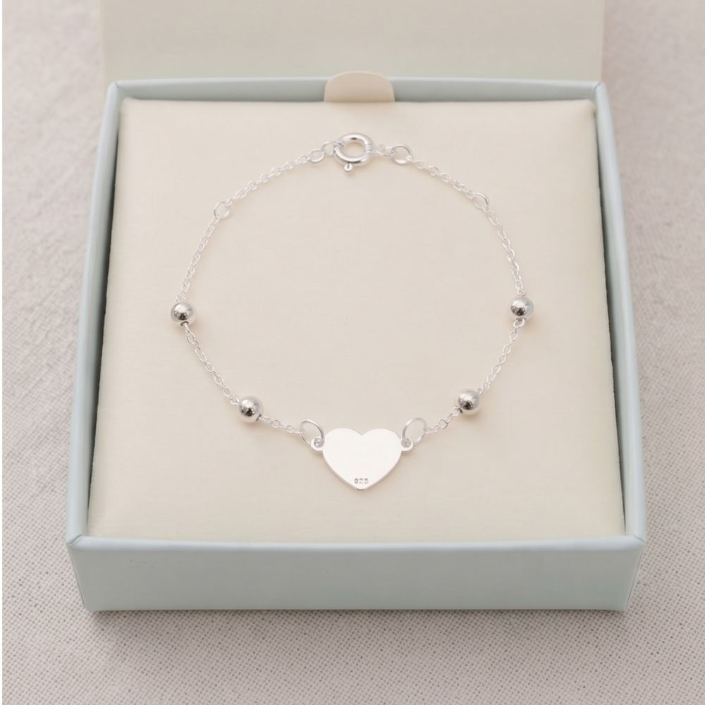Pulsera de Corazón de Plata