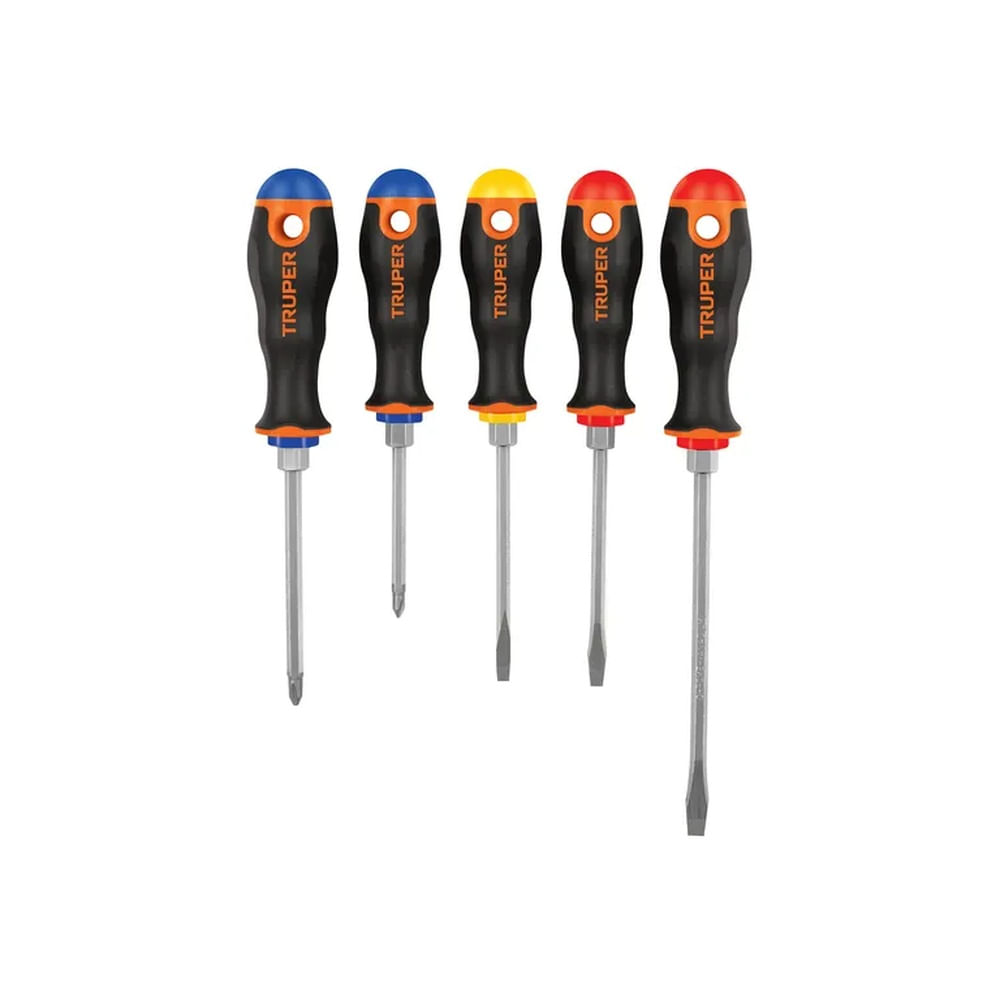 Juego de 5 desarmadores mango Comfort Grip Truper 14138