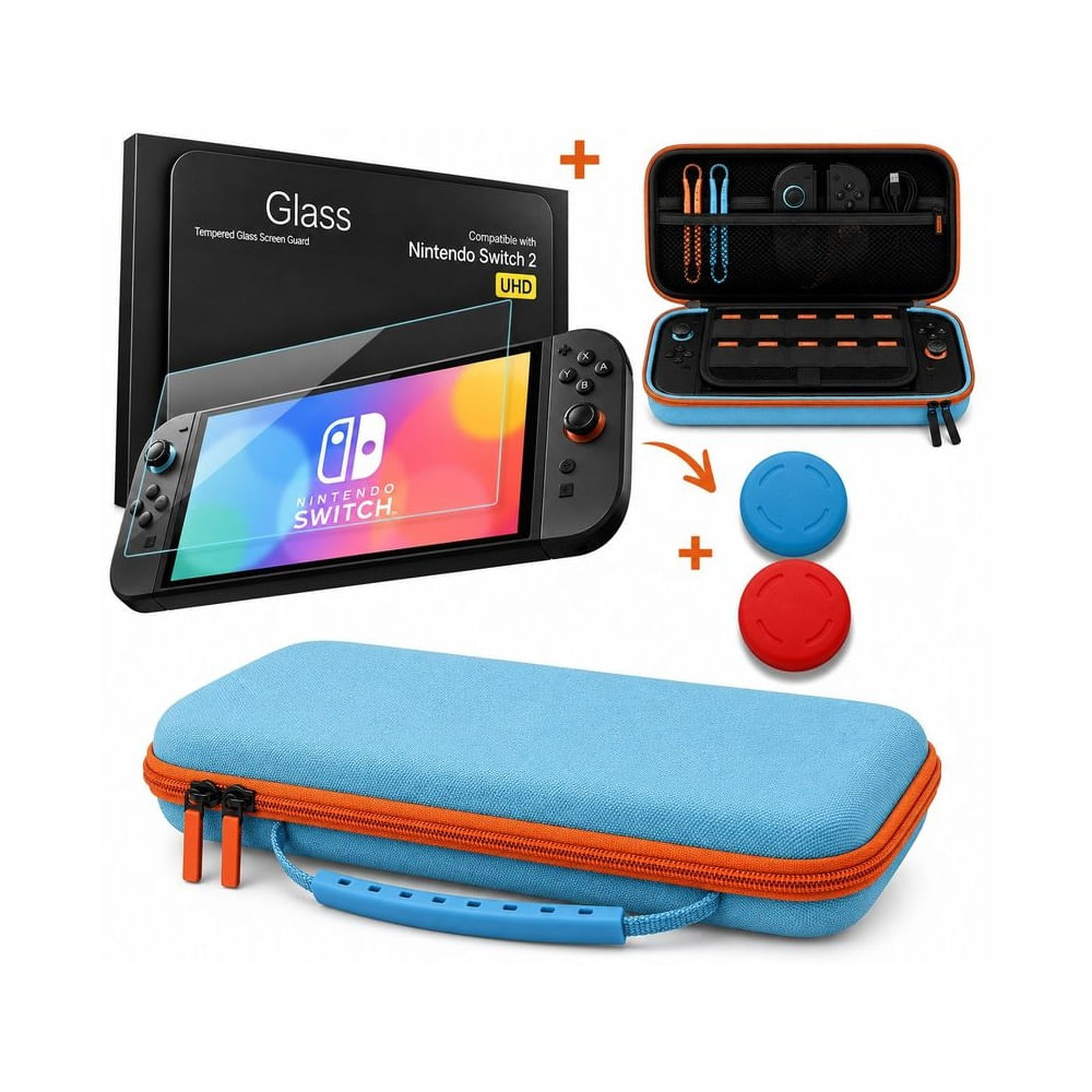 Funda + Mica Para Nintendo Switch 2 Rígida Eva Viaje 24 Espa
