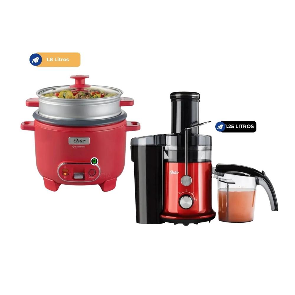 Combo Extractor de Jugos FPSTJE320R de 600 W y Olla Arrocera 3 en 1 de 1.8 L