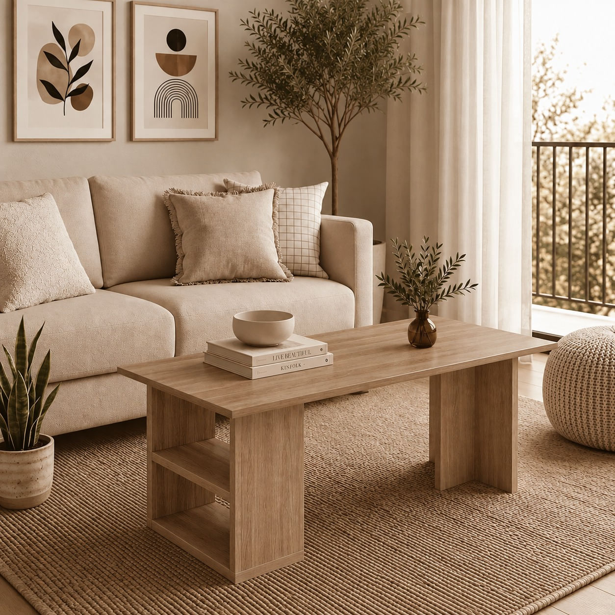 Mesa de centro rectangular Aaron amaderado Muebleo.pe