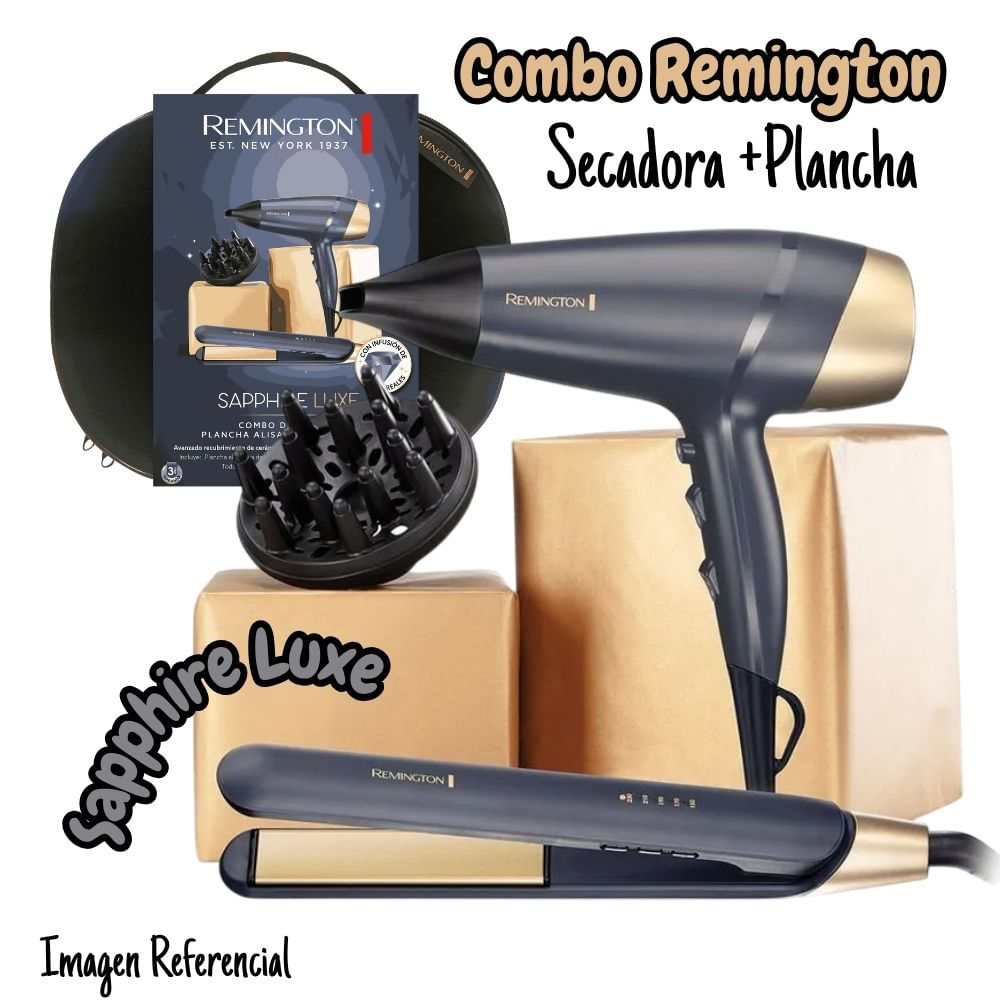 Combo Remington Sapphire Luxe Secadora De Cabello con Plancha De Cabello - D5805GP