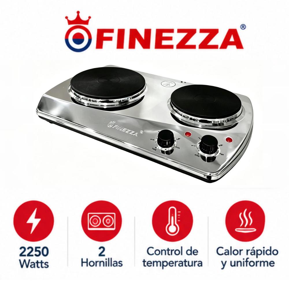 Cocina Eléctrica Finezza FZ-203D3CH 2 Hornillas Acero