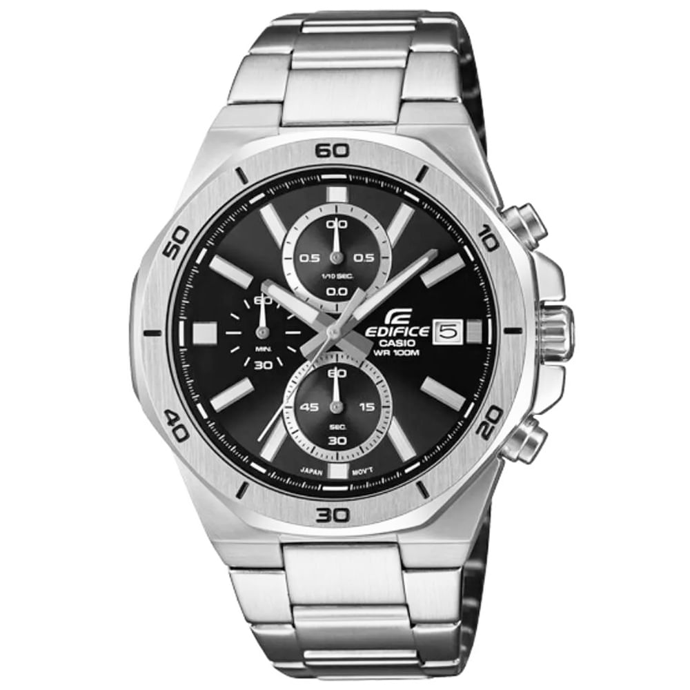 Reloj Casio Edifice EFV-640D-1AV Fecha Cronómetro Acero Inoxidable Dial Negro