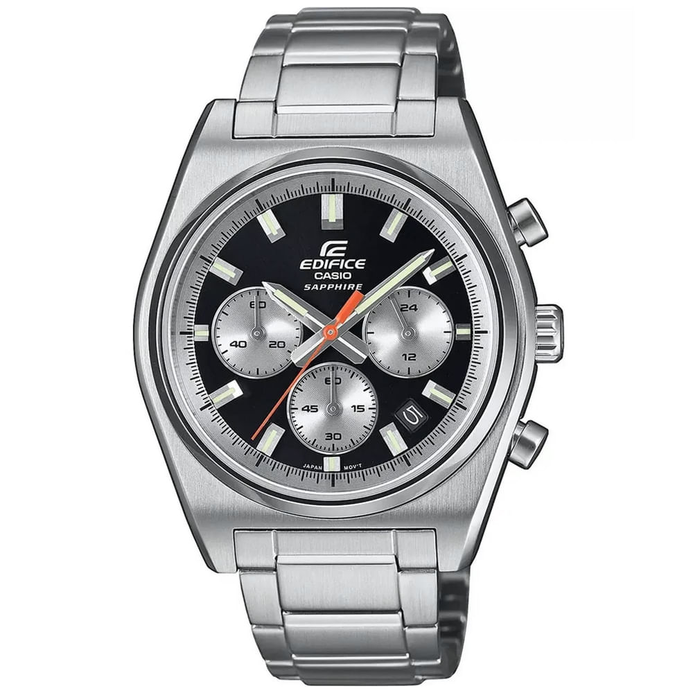 Reloj Casio Edifice Zafiro EFB-730D-1AV Fecha Cronómetro Acero Inoxidable Dial Negro