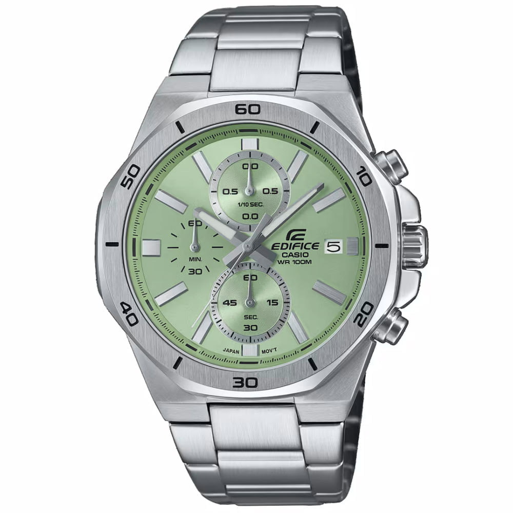 Reloj Casio Edifice EFV-640D-3AV Fecha Cronómetro Acero Inoxidable Dial Verde