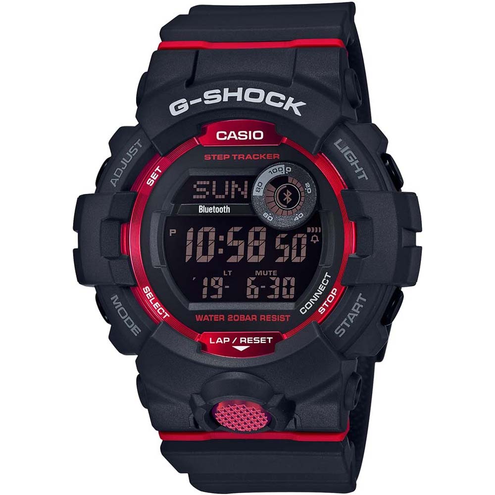 Reloj Casio G-Shock GBD800-1 Bluetooth Digital Resina Negro Rojo