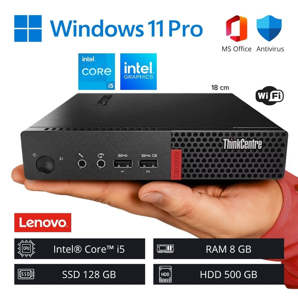 Computadora PC Lenovo Intel Core i5 6ª Gen 8GB RAM 128GB SSD 500GB HDD WiFi - Refurbished