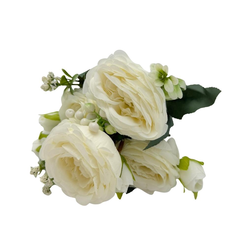 Bouquet Artificial De 5 Rosas Blancas De 26Cm XS260009-10 FLORIPASTORE