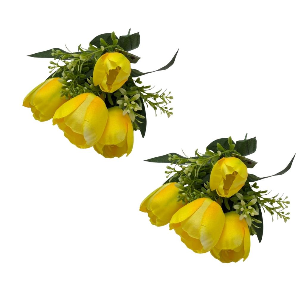 Pack de 2 Bouquet Artificiales De 5 Tulipanes De 51Cm BG305154-AM FLORIPASTORE
