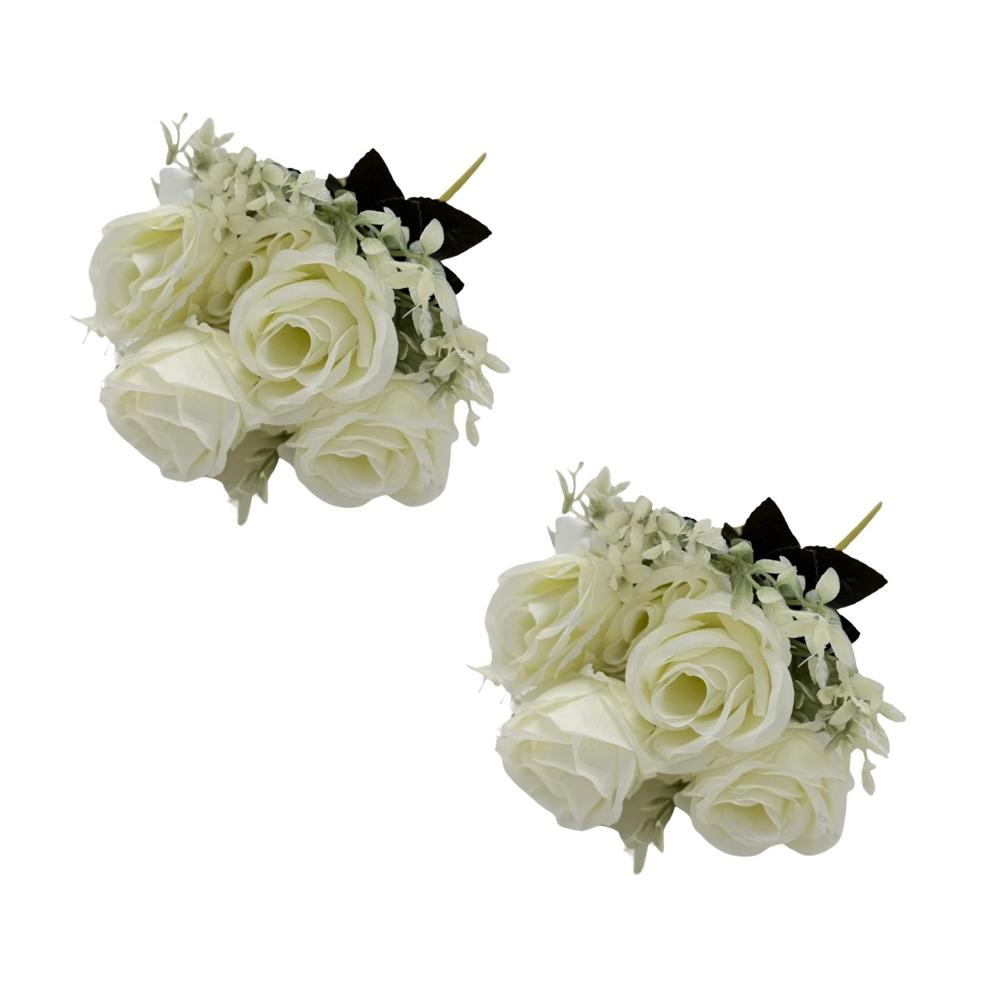 Pack de 2 Bouquet Artificiales De 7 Rosas Naranjas De 32Cm XS260010-20 FLORIPASTORE
