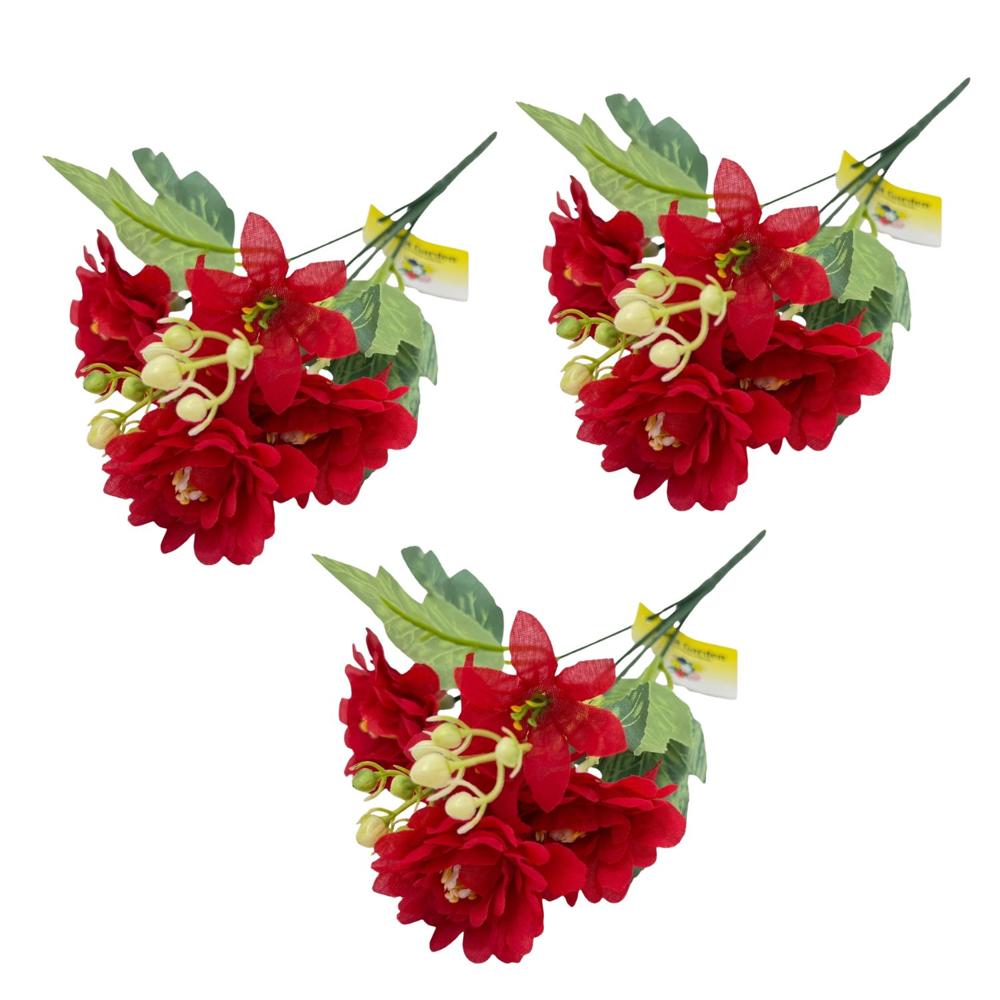 Pack de 3 Bouquet Artificiales De 5 Dalias De 28Cm BG505349V-RJ FLORIPASTORE
