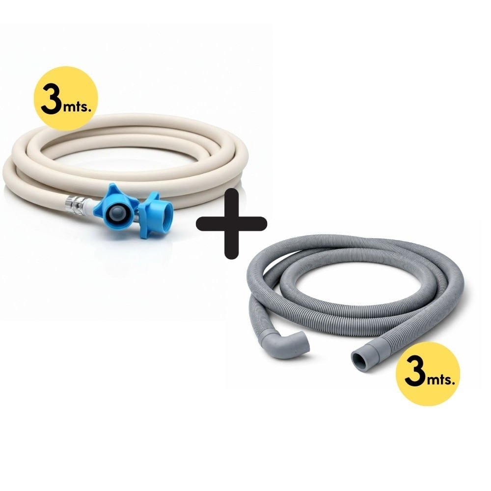 Combo Extra largo Kit de Mangueras para Lavadora 3 Metros