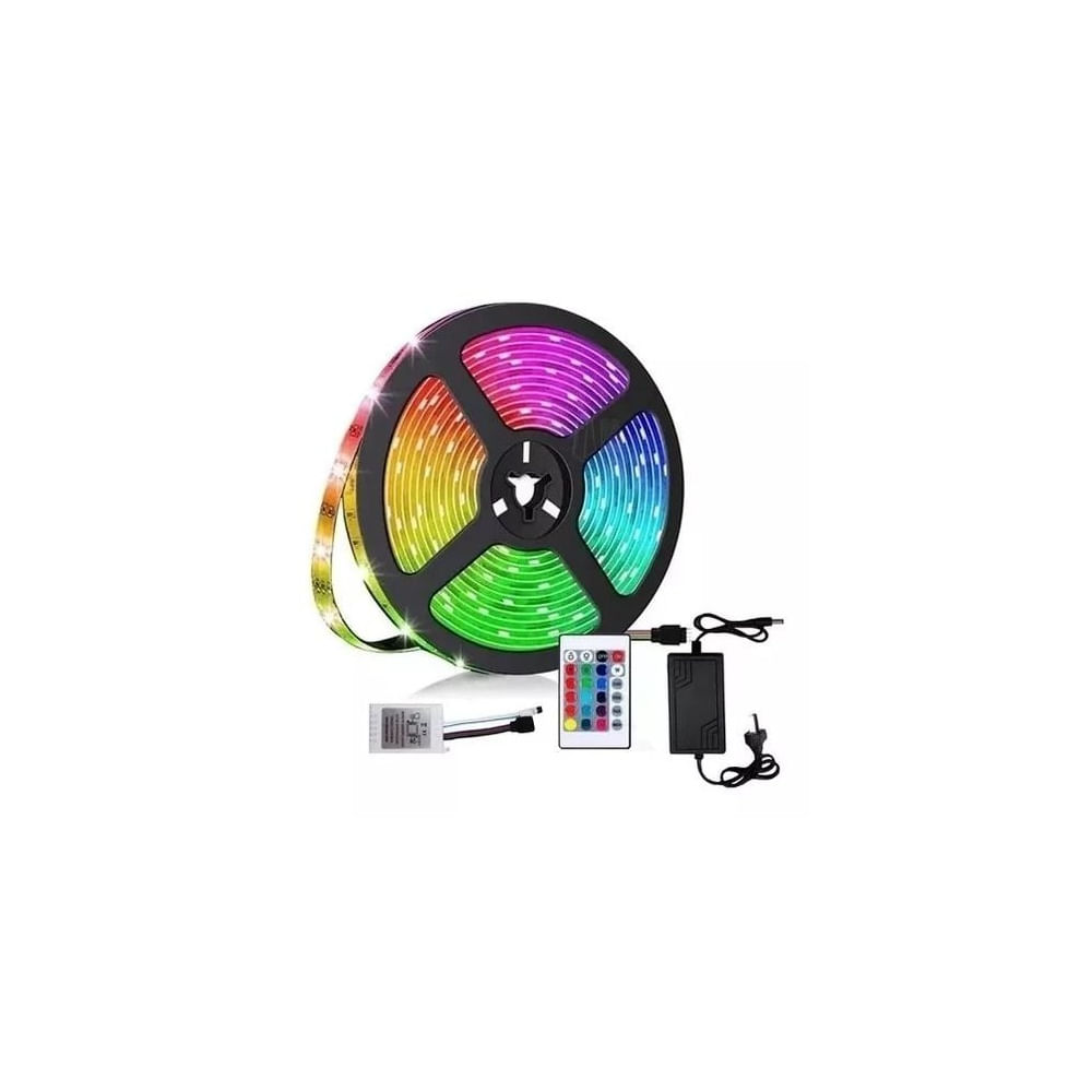 Tira LED RGB 35 / 28 De 3Metros 3M + Control Autoadhesivo Colores 3528