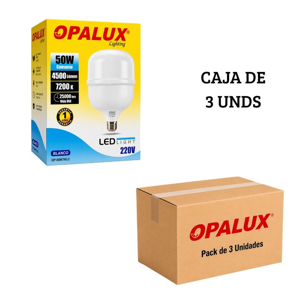 Foco Botella LED Opalux 50W Luz Blanca E27 - Pack de 3 unds