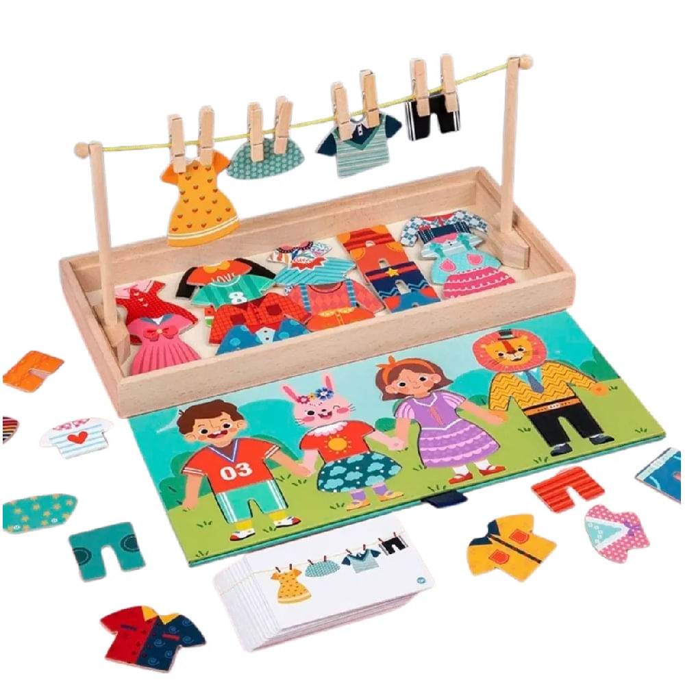 DIA DEL NIÑO - Juguete Didactico Tendedero de Ropa Multicolor