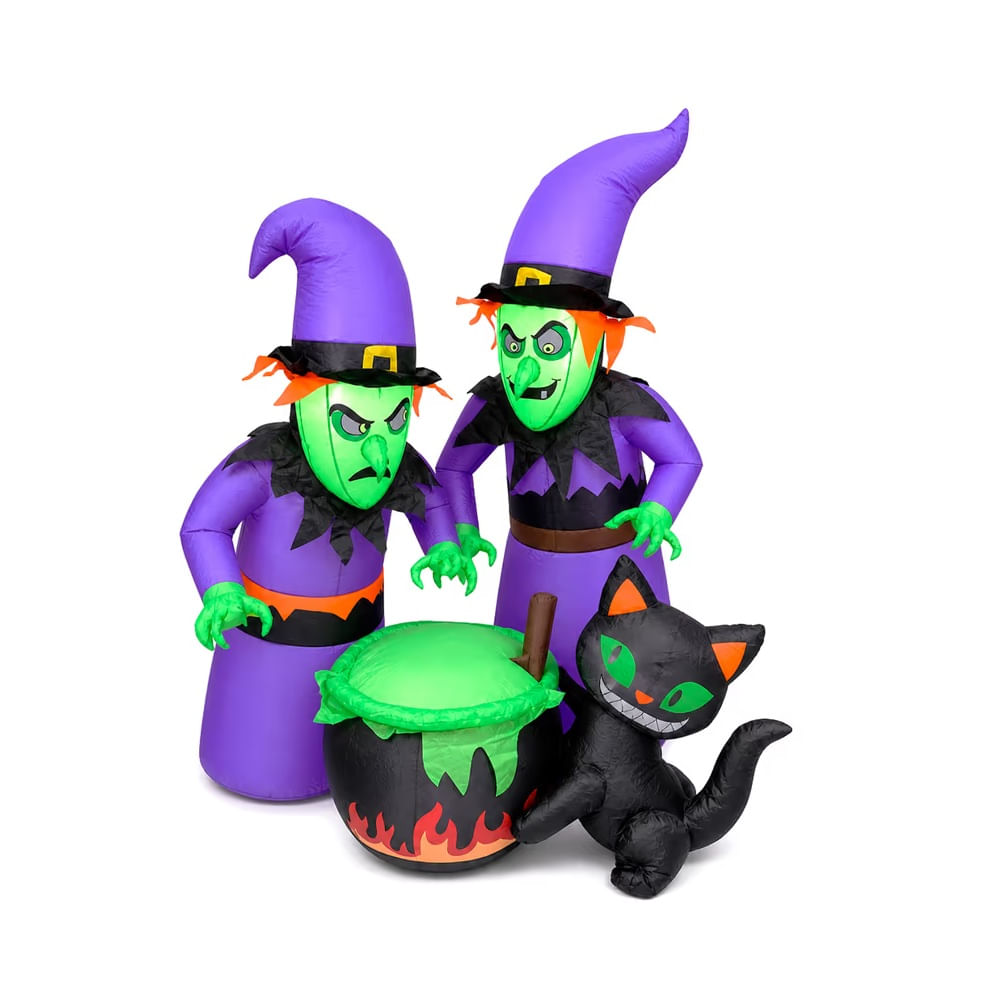 HALLOWEEN - Inflable Brujas y Caldero Halloween Decorativo LED