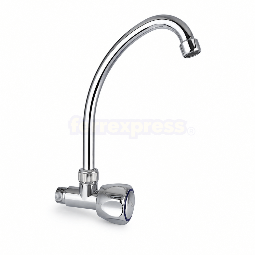Grifo Cuello ganzo cromado agua fría perilla pomo 