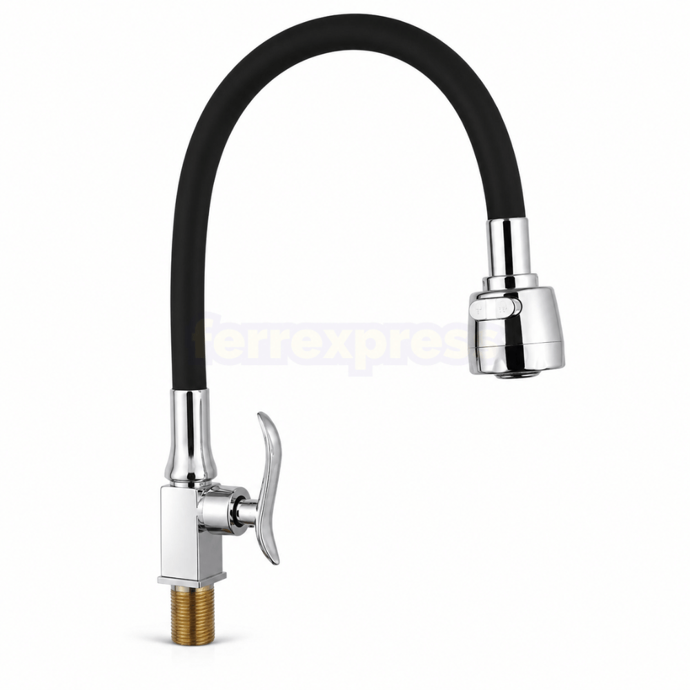 Grifo Flexible Negro Rubinetto Agua Fría al Mueble