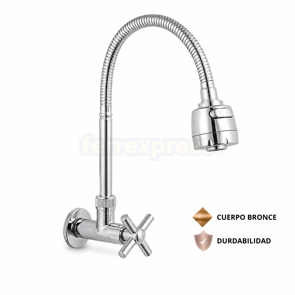 Grifo cromado flexible AF bronce Cruz con aireador