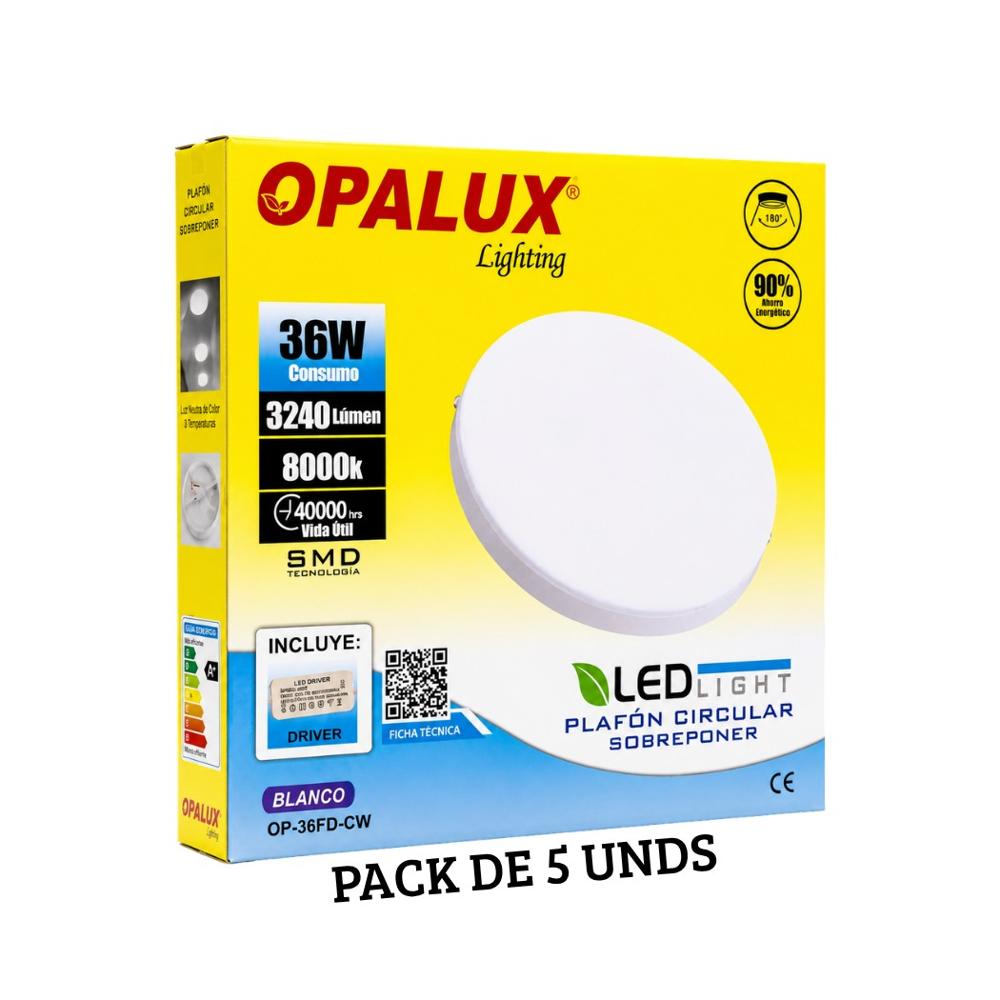 Panel Plafon LED Hielo Opalux 36W Luz Blanca - Pack de 5 Unidades