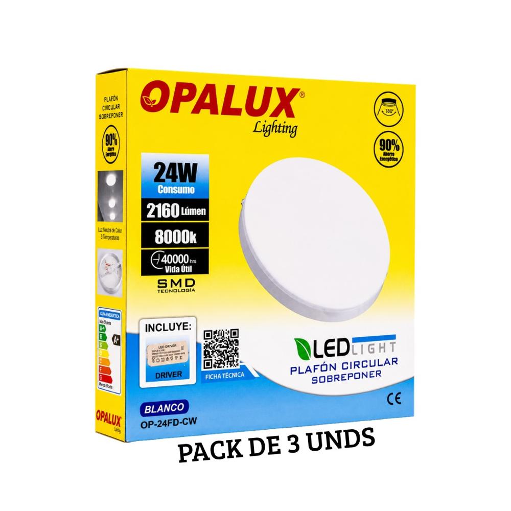 Panel Plafon LED Hielo Opalux 24W Luz Blanca - Pack de 3 Unidades