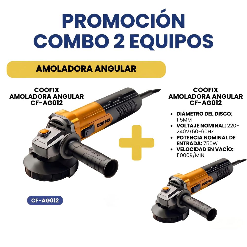 Combo esmeril amoladora angular 750W